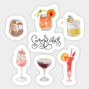 Watercolour Summer Cocktail Collection Sticker